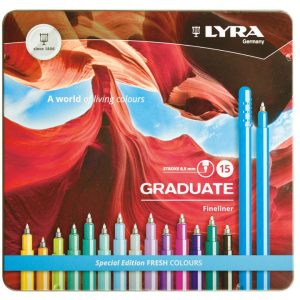LYRA GRADUATE FINELINERS 0.5 15 PCS SET SPECIAL EDITION FRESH COLOURS