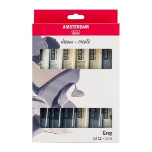 AMSTERDAM ACRYLIC GREY SET 12 X 20ML