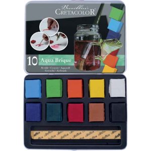 CRETACOLOR 10 AQUA BRIQUE WATERSOLUBLE BLOCK OF COLOURS